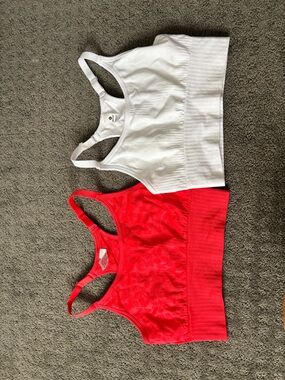 90 Degree By Reflex Red and White Seamless Racerback Sports Bras
